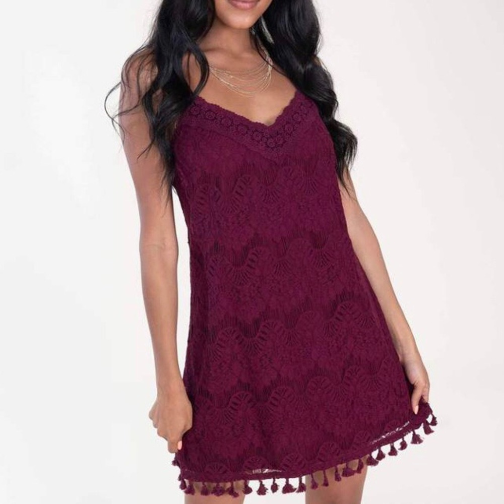 Speechless April Pom Pom Swing Dress Tassels Lace